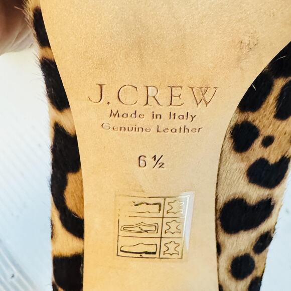 J Crew Shoes Womens 6.5 Brown Black Calf Hair Pump Leopard Print Chunky Heel - Picture 10 of 11